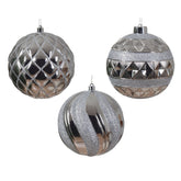 Decoris Shatterproof Bauble 12cm - 3 Assorted Silver,
